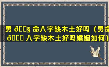 男 🐧 命八字缺木土好吗（男命 🐈 八字缺木土好吗婚姻如何）